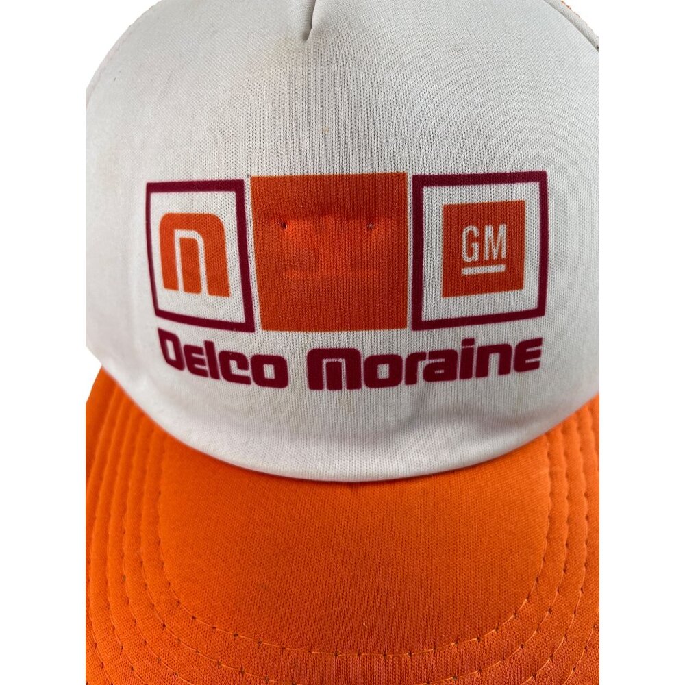 Vintage AC Delco Moraine Orange White Trucker Snapback Hat Cap - Picture 7 of 8